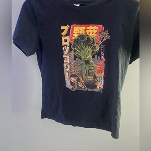 ROMWE Women’s Small Black Alien Short sleeved Graphic Tee